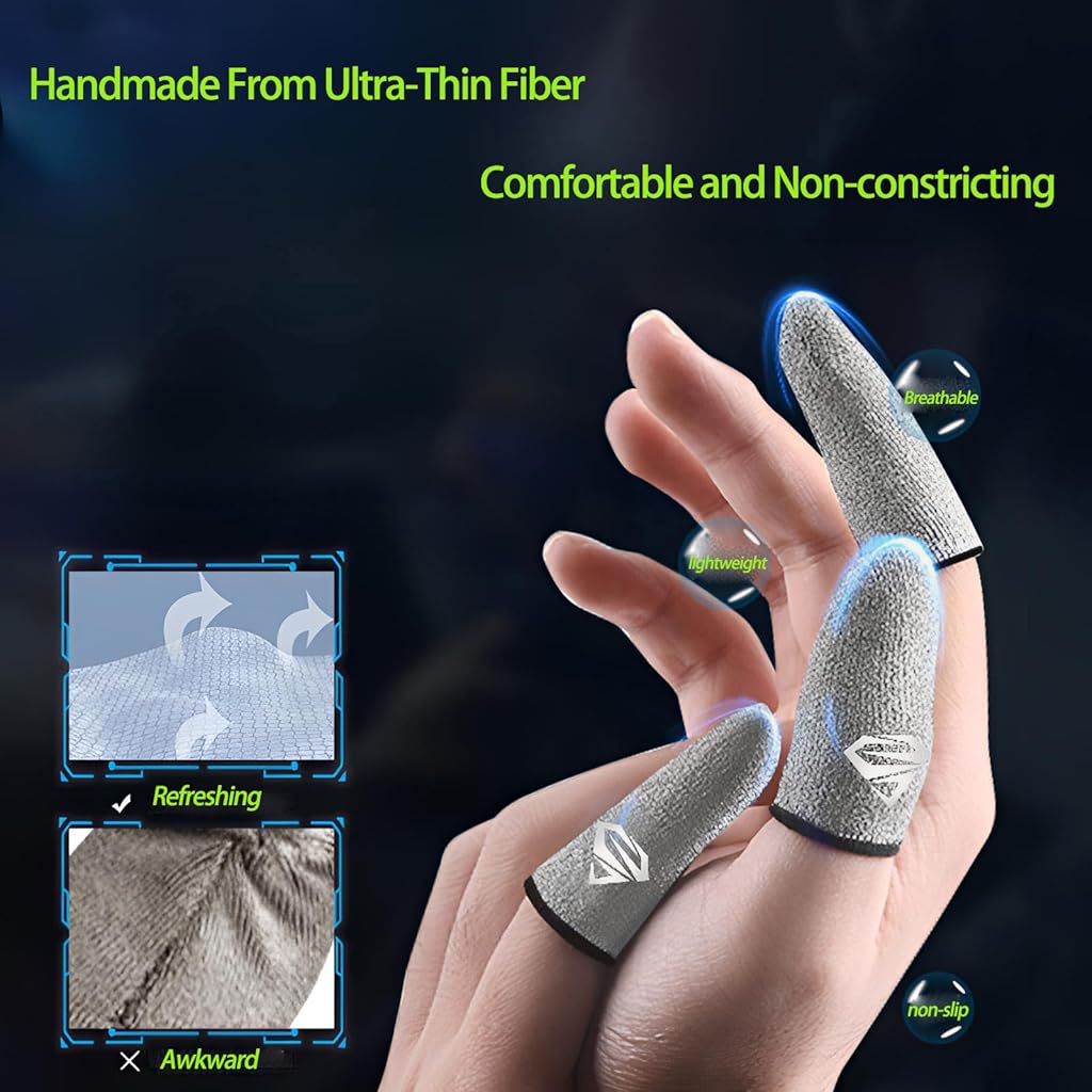 ZORBES® Ultra-Thin Silver Fiber Gaming Finger Sleeves ZORBES® Ultra-Thin Silver Fiber Gaming Finger Sleeves
